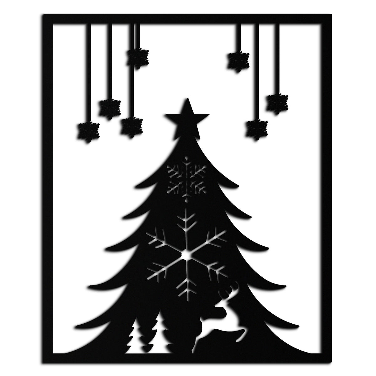 Christmas Tree Metal Wall Art – Elegant Holiday Silhouette Décor- KAF380