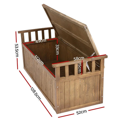 Gardeon Outdoor Storage Box Wooden Garden Bench 128.5cm Chest Tool Toy