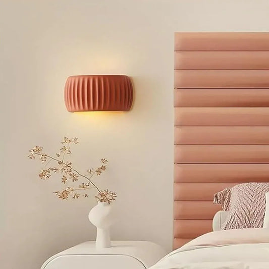 French Beige Resin Wall lamp Pumpkin Shape wall light Bedroom Bedside Lampcorridor Ambient Lamp Decoration Lustres