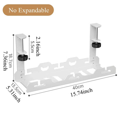 Telescopic Under Table Storage Rack Metal Cable Management Tray Home Office Desk Wire Organizer No Punching Storage Accessories