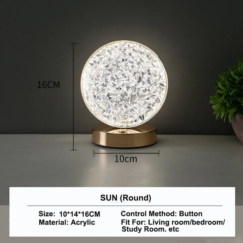 Touch Control 3D Crystal Track Night Light Girls Room Home Decor Aesthetics USB Bedside LED Ambient Table 3D Moon Lamp