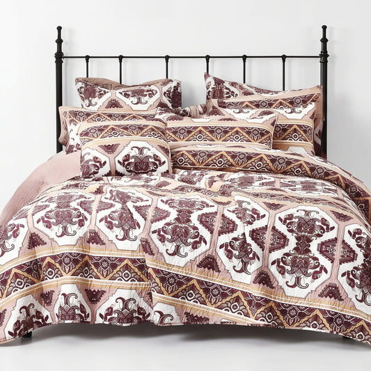 DaDa Bedding Majestic Oriental Kilim Bedspread - Royal Persian Traditional Design Intricate Ornate Ornament Print Coverlet w/ Shams