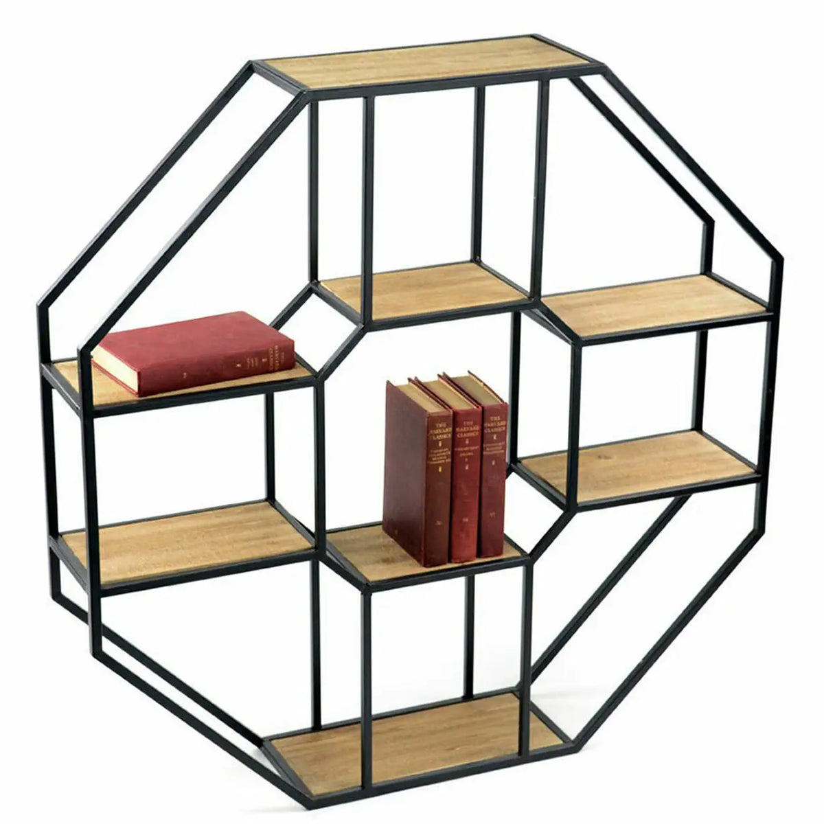 Iron and Wood Hexagonal Shelf