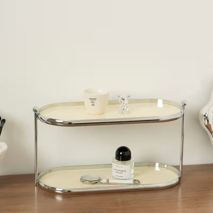 Tiered Acrylic and Metal Standing Shelf Rack for Bathroom and Vanity