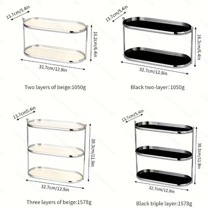 Tiered Acrylic and Metal Standing Shelf Rack for Bathroom and Vanity