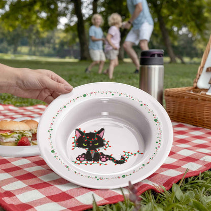 Christmas Cat Tangled in Lights Bowl – 8.5" Holiday Dinnerware