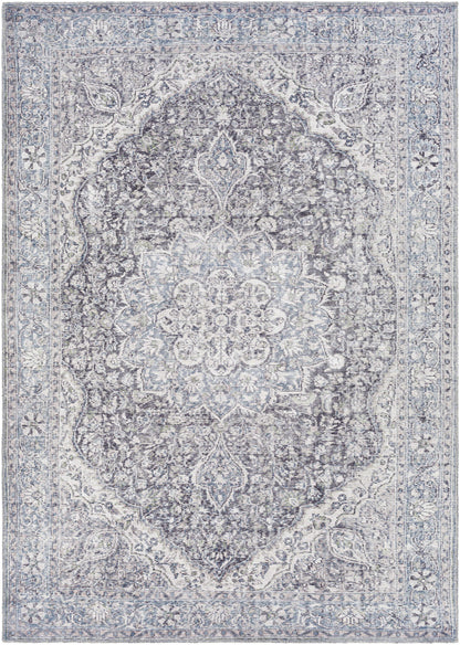 Tavas Blue Medallion Washable Rug