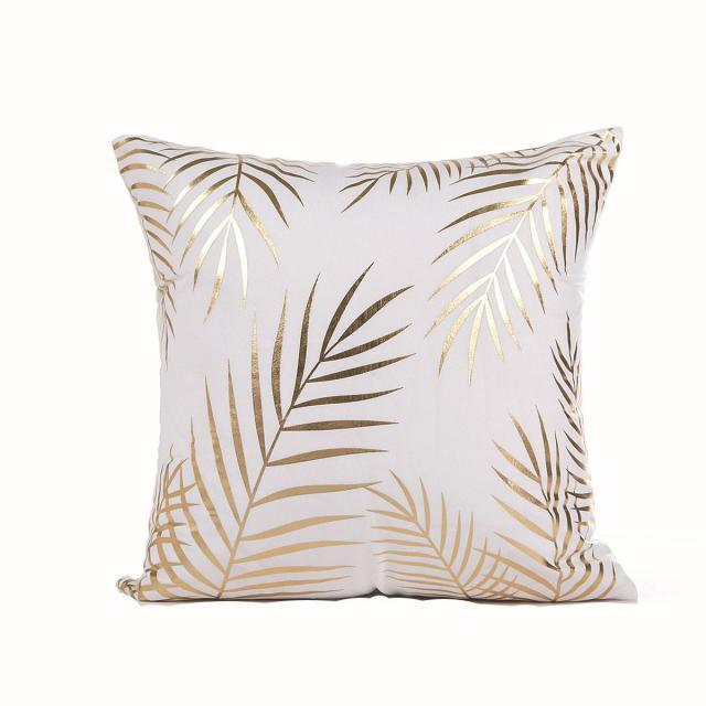 Golden Love Leaves Bronzing Cushion Decorative Pillow Black And Gold Pillow Cover Home Pillowcases Velvet Home Decor Sofa Pillows Cover 45x45CM