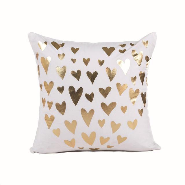 Golden Love Leaves Bronzing Cushion Decorative Pillow Black And Gold Pillow Cover Home Pillowcases Velvet Home Decor Sofa Pillows Cover 45x45CM