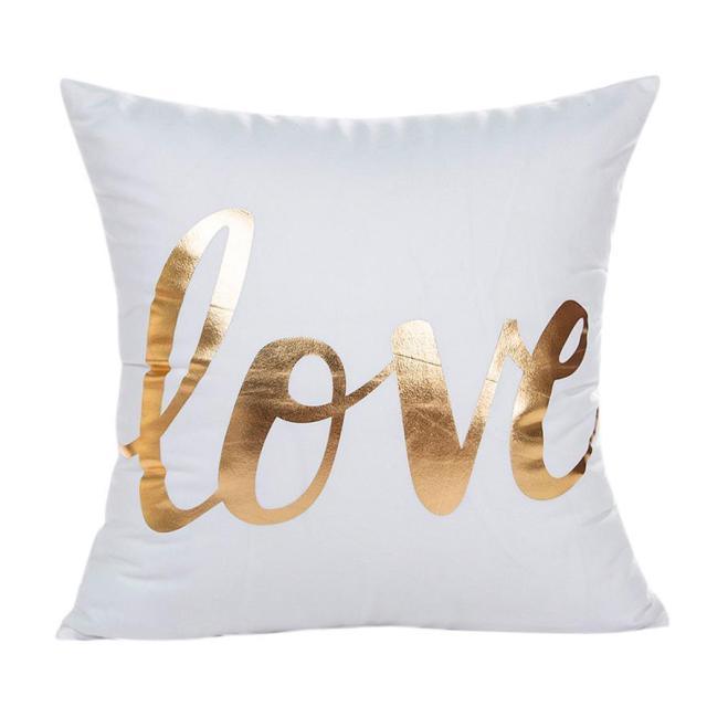 Golden Love Leaves Bronzing Cushion Decorative Pillow Black And Gold Pillow Cover Home Pillowcases Velvet Home Decor Sofa Pillows Cover 45x45CM