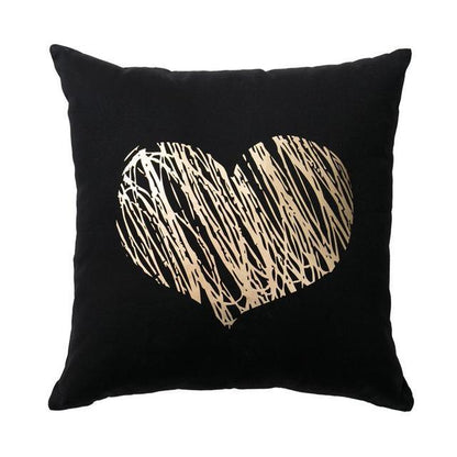 Golden Love Leaves Bronzing Cushion Decorative Pillow Black And Gold Pillow Cover Home Pillowcases Velvet Home Decor Sofa Pillows Cover 45x45CM