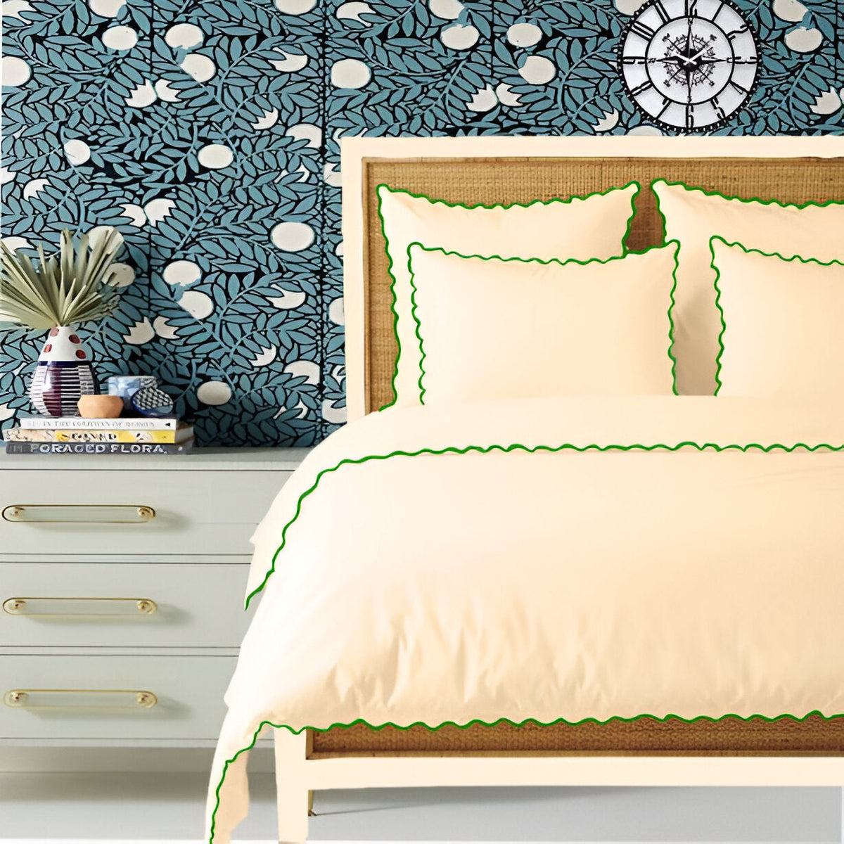 Ivory 400TC Cotton Small Scallop Embroidery Duvet Cover Set