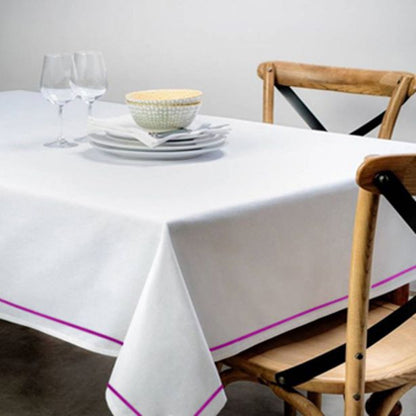Single Embroidery Border Sateen Poly Cotton Solid Table Cloth