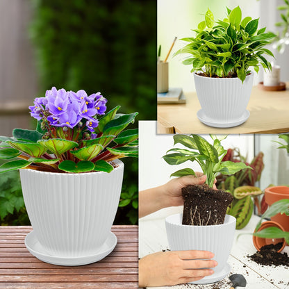 6 Pack Resin Planters Indoor Stackable Assorted Sizes