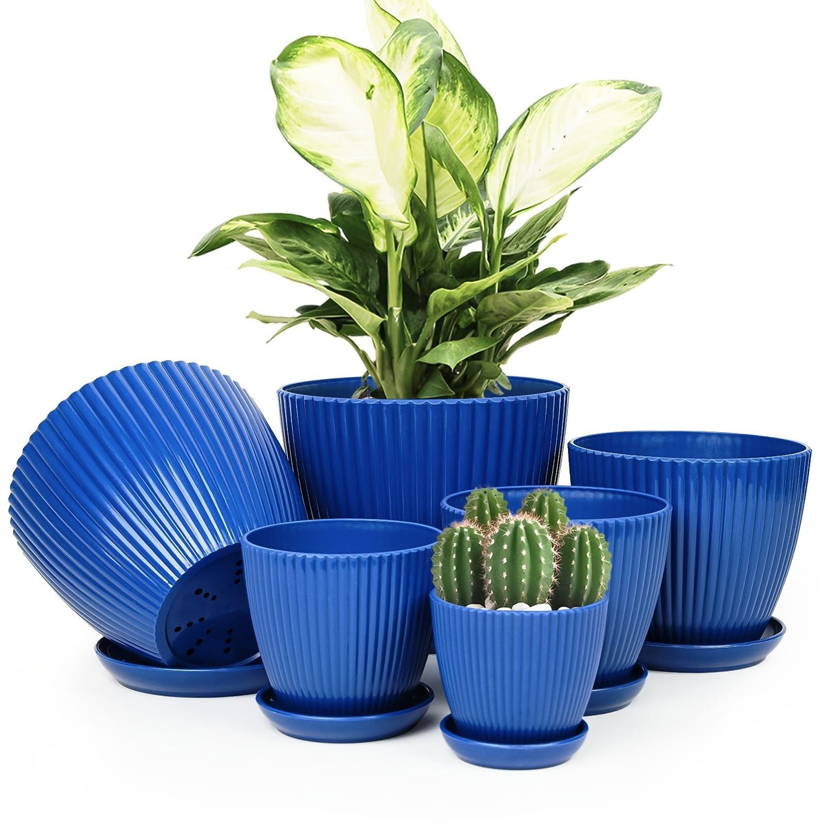 6 Pack Resin Planters Indoor Stackable Assorted Sizes