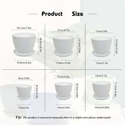 6 Pack Resin Planters Indoor Stackable Assorted Sizes