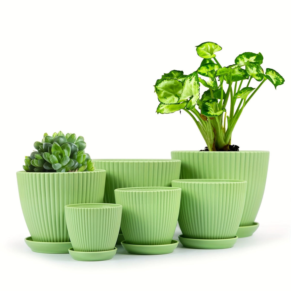 6 Pack Resin Planters Indoor Stackable Assorted Sizes