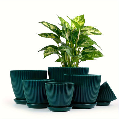 6 Pack Resin Planters Indoor Stackable Assorted Sizes