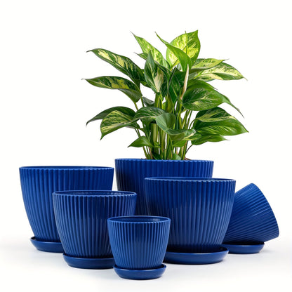 6 Pack Resin Planters Indoor Stackable Assorted Sizes
