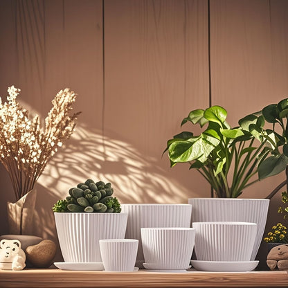 6 Pack Resin Planters Indoor Stackable Assorted Sizes