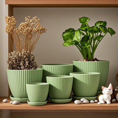 6 Pack Resin Planters Indoor Stackable Assorted Sizes