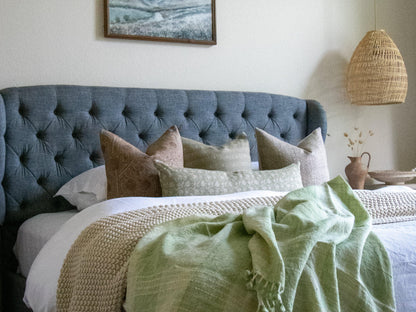 Soft Green Indian Wool Throw Blanket, Handwoven Sofa Coverlet with Quiet Calm Bedroom Layer - SAGE