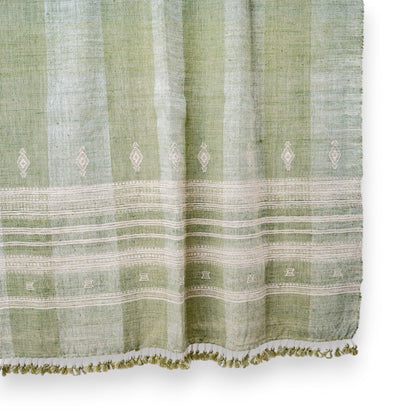 Soft Green Indian Wool Throw Blanket, Handwoven Sofa Coverlet with Quiet Calm Bedroom Layer - SAGE