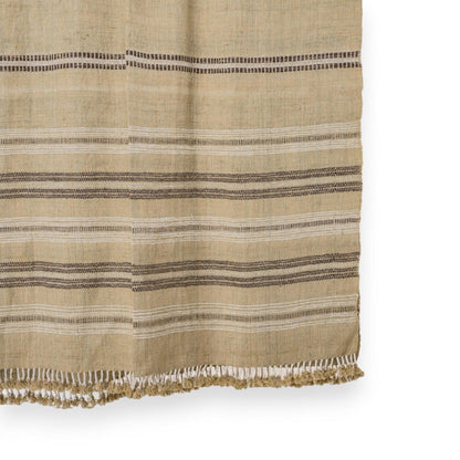 Beige Tan Indian Wool Throw Blanket, Handwoven Sofa Coverlet with Calm Neutral Bed Layer - OPAL
