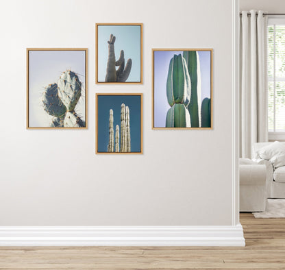 Sylvie Cactus Sky, Pastel Cactus, Stand Tall Cactus and Arizona Pastel Cactus Framed Canvas Art Set by Stephanie Klatt