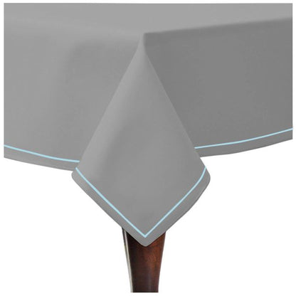 Single Embroidery Border Sateen Cotton Solid Table Cloth - Light Grey