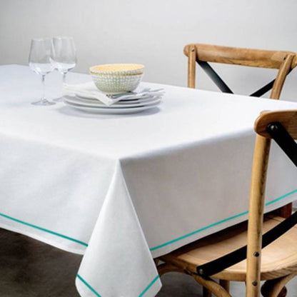 Single Embroidery Border Sateen Poly Cotton Solid Table Cloth