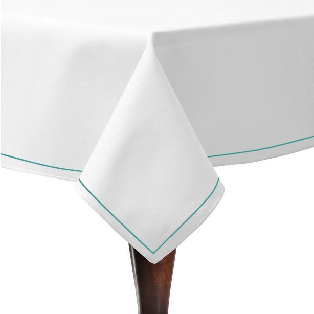 Single Embroidery Border Sateen Poly Cotton Solid Table Cloth