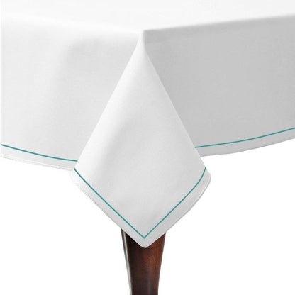 Single Embroidery Border Sateen Poly Cotton Solid Table Cloth