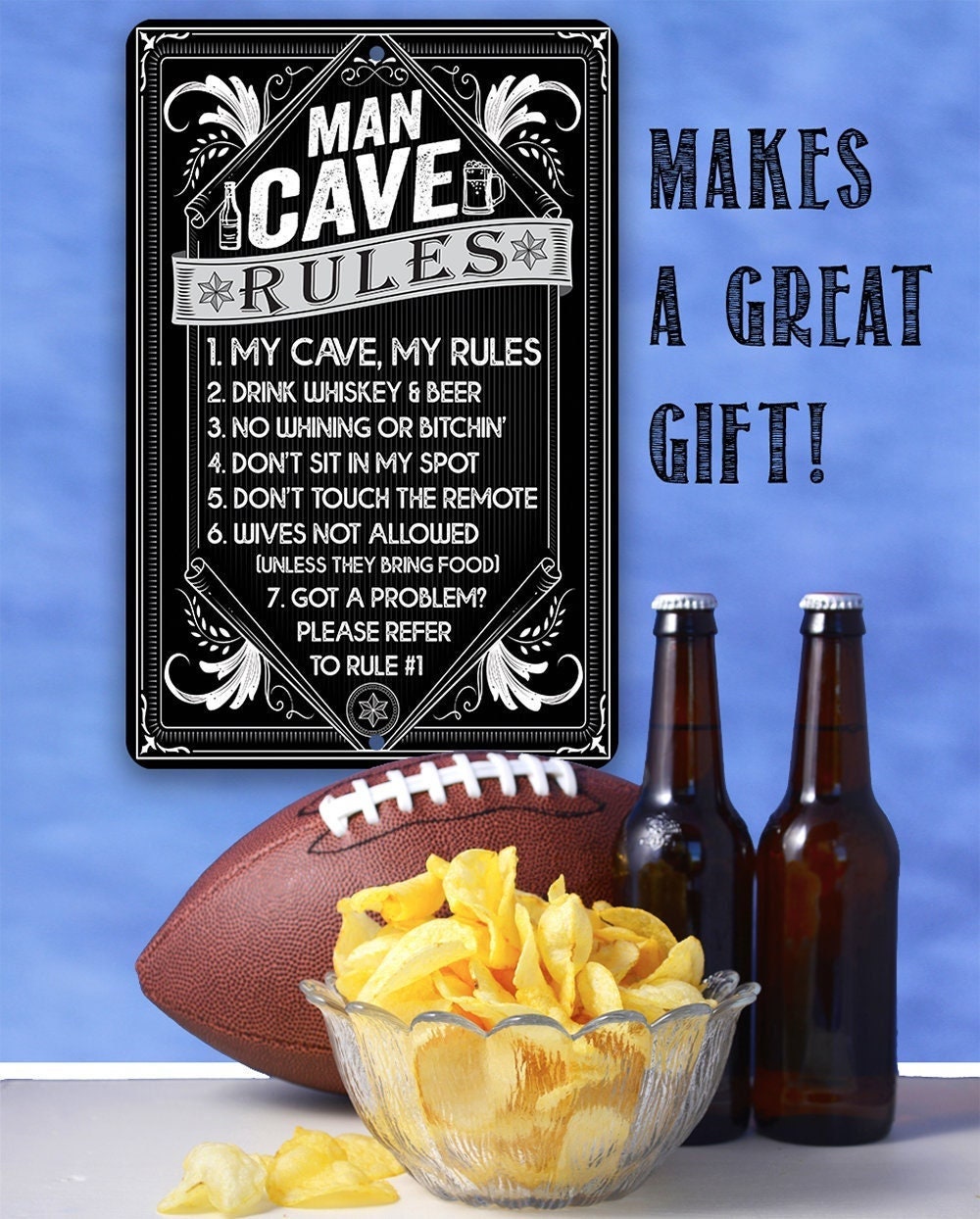 Man Cave Rules - Metal Sign