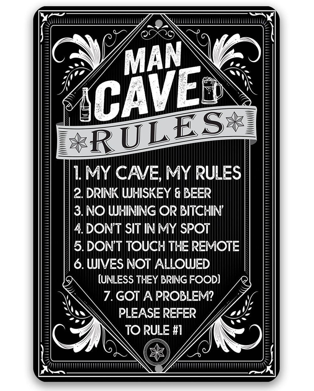 Man Cave Rules - Metal Sign