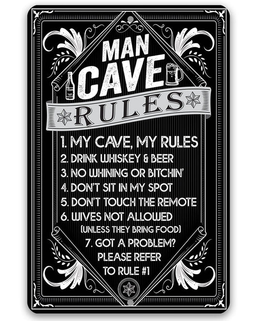 Man Cave Rules - Metal Sign