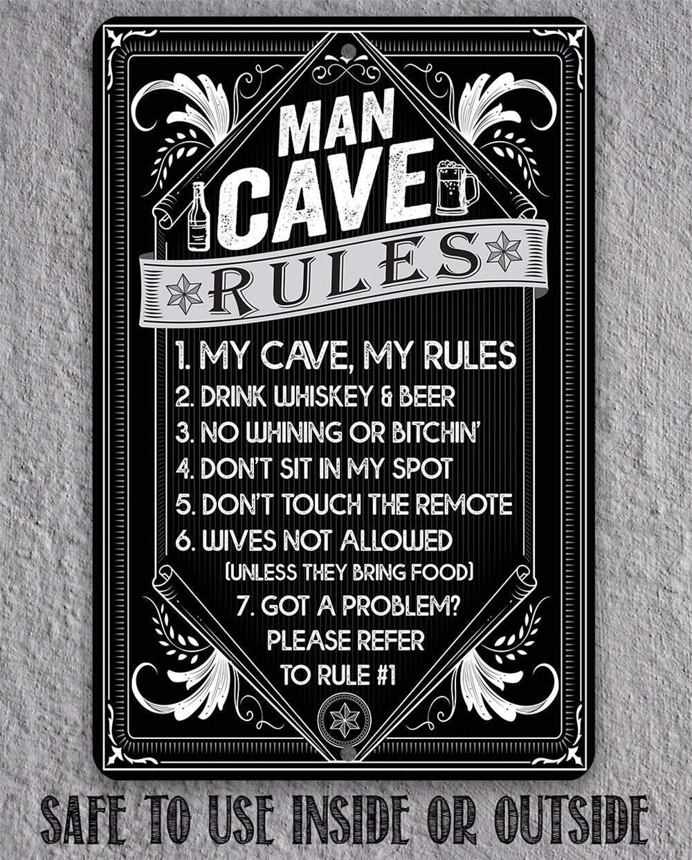 Man Cave Rules - Metal Sign