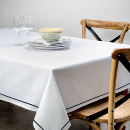 Single Embroidery Border Sateen Poly Cotton Solid Table Cloth