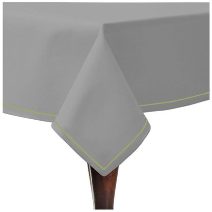 Single Embroidery Border Sateen Cotton Solid Table Cloth - Light Grey