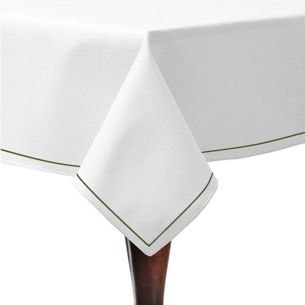 Single Embroidery Border Sateen Poly Cotton Solid Table Cloth