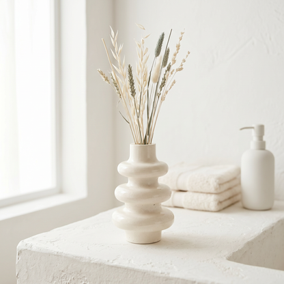Stacked Bubble 3-Tier Vase, Gypsum White 5"