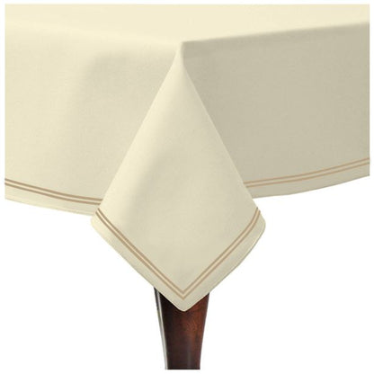 Double Embroidery Border Sateen Cotton Solid Table Cloth - Ivory