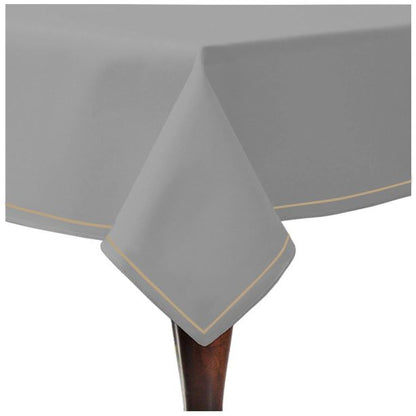 Single Embroidery Border Sateen Cotton Solid Table Cloth - Light Grey