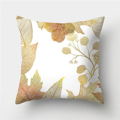 Tropical Leaf Flower Green Yellow Pillowcase Decorative Throw Pillow Case Cushion Cover Gold Stamping Leaves Polyester Cushion Cover Throw Pillow Decorative Cushions Home Decor Pillow Covers