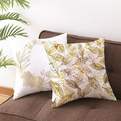 Tropical Leaf Flower Green Yellow Pillowcase Decorative Throw Pillow Case Cushion Cover Gold Stamping Leaves Polyester Cushion Cover Throw Pillow Decorative Cushions Home Decor Pillow Covers