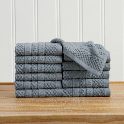 100% Cotton Checkered Jacquard Bath Towel Set - Giuliana Collection