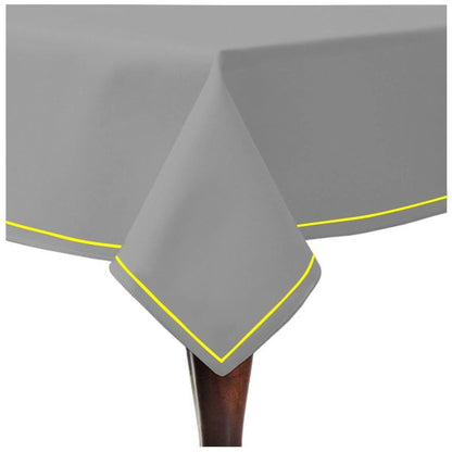 Single Embroidery Border Sateen Cotton Solid Table Cloth - Light Grey