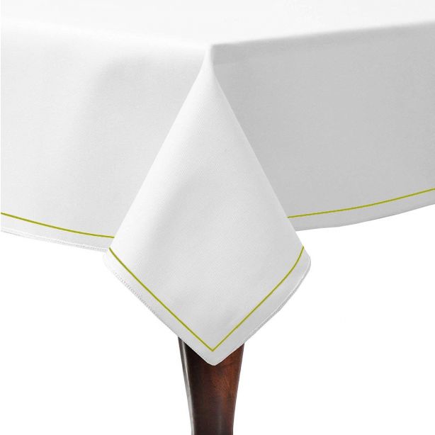 Single Embroidery Border Sateen Poly Cotton Solid Table Cloth